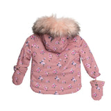 Printed Mini Roses Two Piece Snowsuit With Solid Pant Dusty Rose | DEUX PAR DEUX - DEUX PAR DEUX