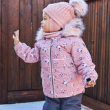 Printed Mini Roses Two Piece Snowsuit With Solid Pant Dusty Rose | DEUX PAR DEUX - DEUX PAR DEUX