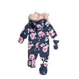 Printed Roses One Piece Baby Snowsuit Navy | DEUX PAR DEUX - DEUX PAR DEUX