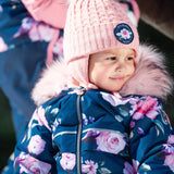 Printed Roses One Piece Baby Snowsuit Navy | DEUX PAR DEUX - DEUX PAR DEUX