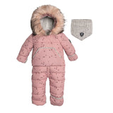 Printed Small Flowers One Piece Baby Snowsuit Pink | DEUX PAR DEUX - DEUX PAR DEUX