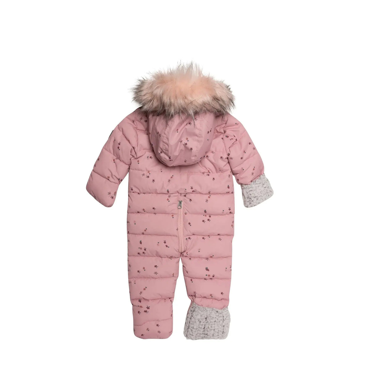 Printed Small Flowers One Piece Baby Snowsuit Pink | DEUX PAR DEUX - DEUX PAR DEUX