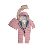 Printed Small Flowers One Piece Baby Snowsuit Pink | DEUX PAR DEUX - DEUX PAR DEUX