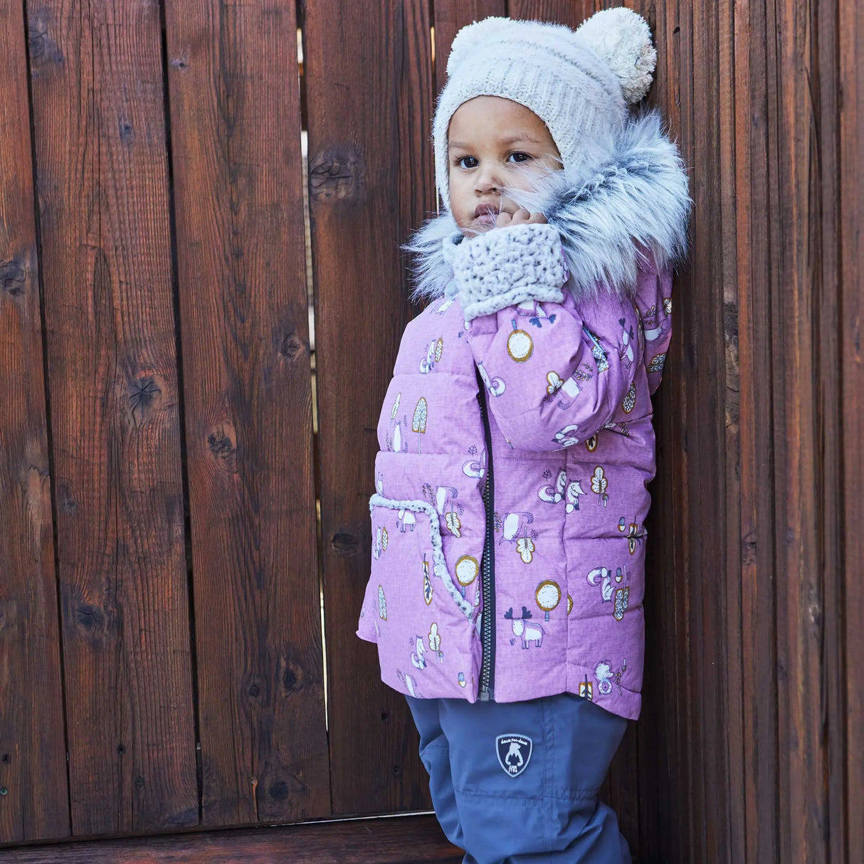 Printed Woodland Animals Two Piece Baby Snowsuit Lilac | DEUX PAR DEUX - DEUX PAR DEUX