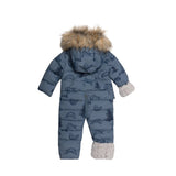 Printed Yoga Bears One Piece Baby Snowsuit Dusty Blue | DEUX PAR DEUX - DEUX PAR DEUX