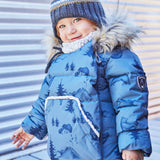 Printed Yoga Bears One Piece Baby Snowsuit Dusty Blue | DEUX PAR DEUX - DEUX PAR DEUX