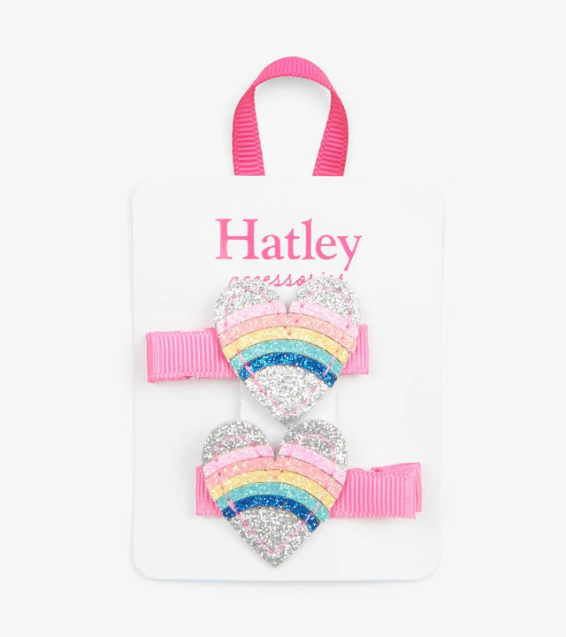 Rainbow Hearts Glitter Hair Clips | Hatley - Jenni Kidz