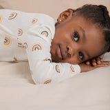 Rainbows Print on Off-White Pyjama Set | Petit Lem - Jenni Kidz