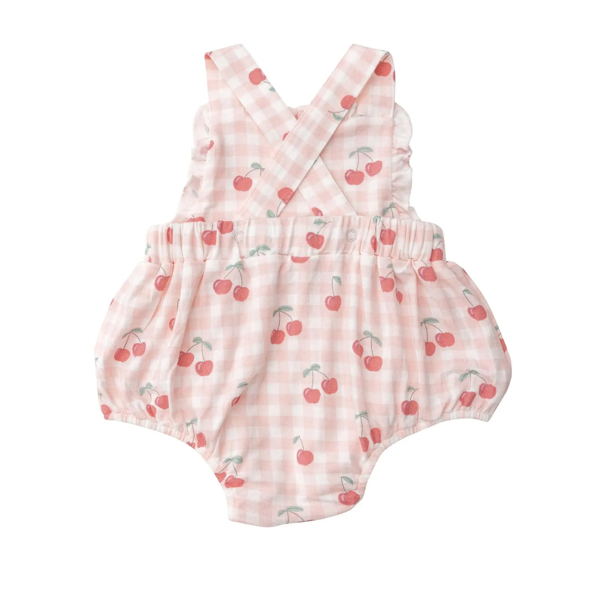 Ruffle Bib Sunsuit - Cherry Gingham | Angel Dear - Jenni Kidz