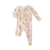 Ruffle Front Zipper Footie - Avo Toast Pink | Angel Dear - Jenni Kidz