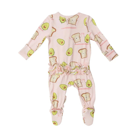 Ruffle Front Zipper Footie - Avo Toast Pink | Angel Dear - Jenni Kidz