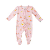 Ruffle Front Zipper Footie - Boardwalk Flamingos | Angel Dear - Jenni Kidz