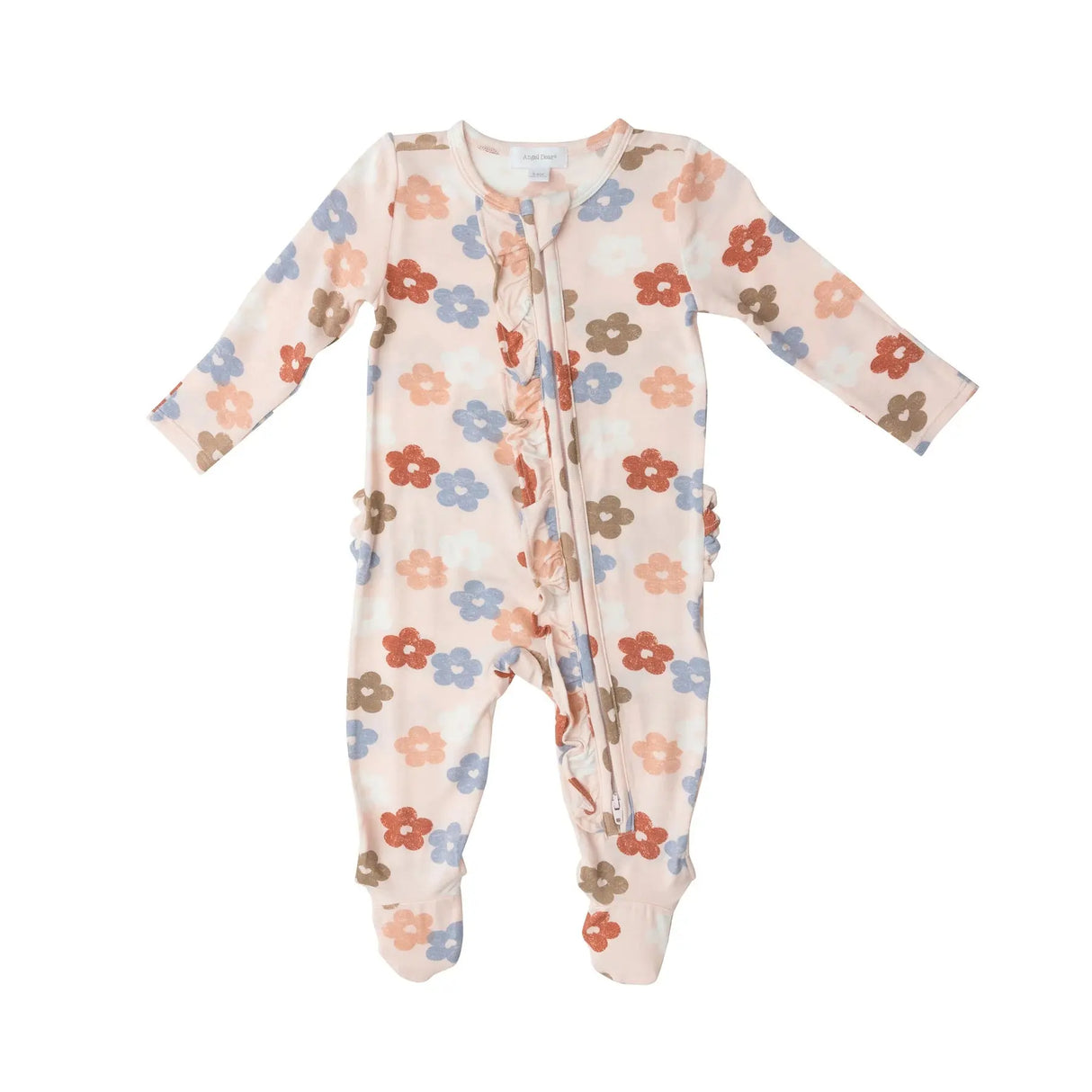 Ruffle Front Zipper Footie - Daisy Hearts | Angel Dear - Jenni Kidz