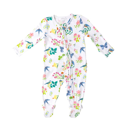 Ruffle Front Zipper Footie - Garden Birds | Angel Dear - Jenni Kidz