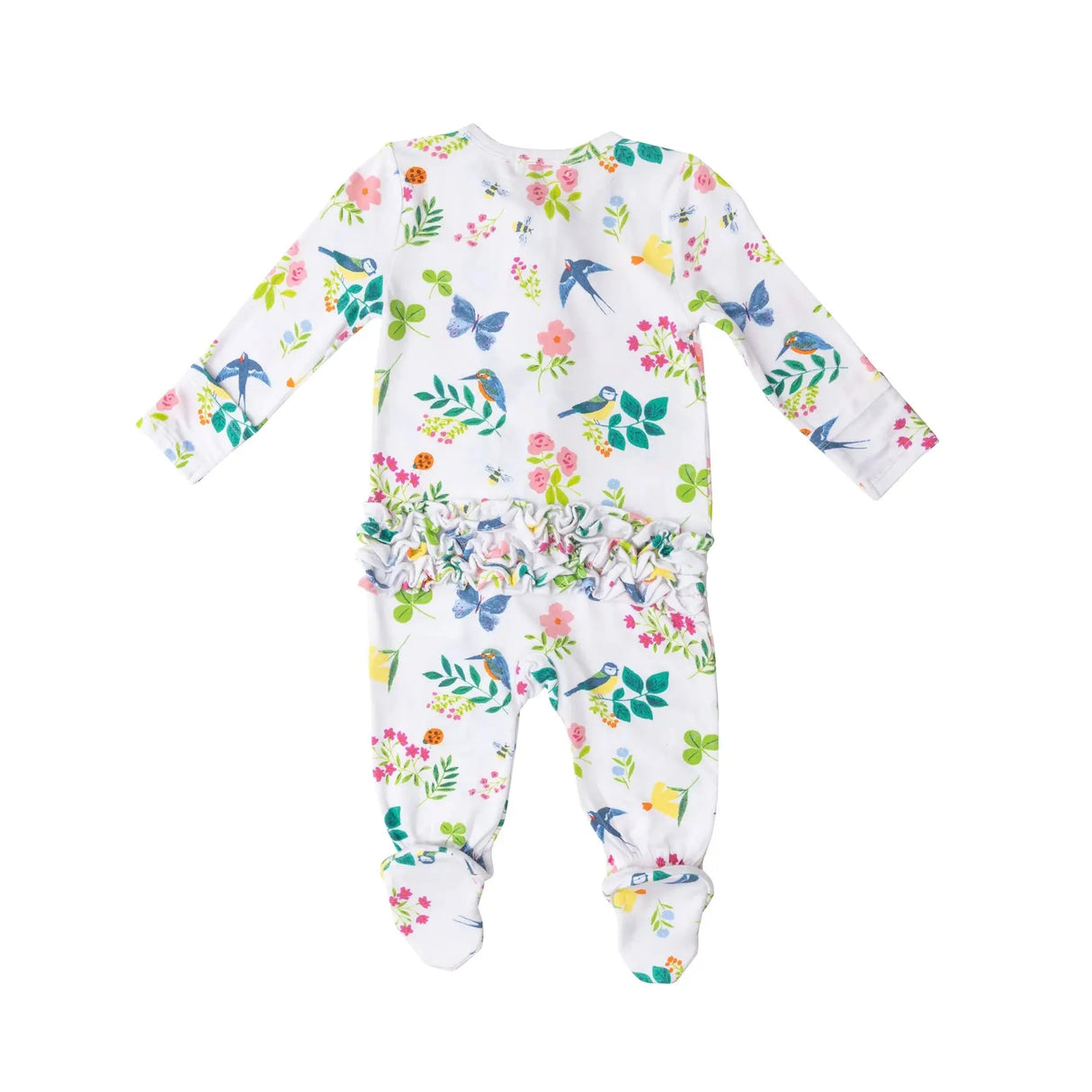 Ruffle Front Zipper Footie - Garden Birds | Angel Dear - Jenni Kidz