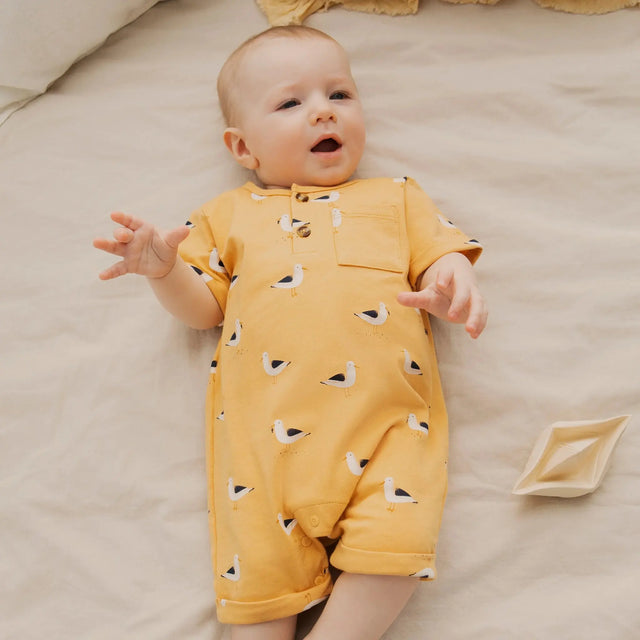 Seagulls Print on Sunset Romper | Petit Lem - Petit Lem