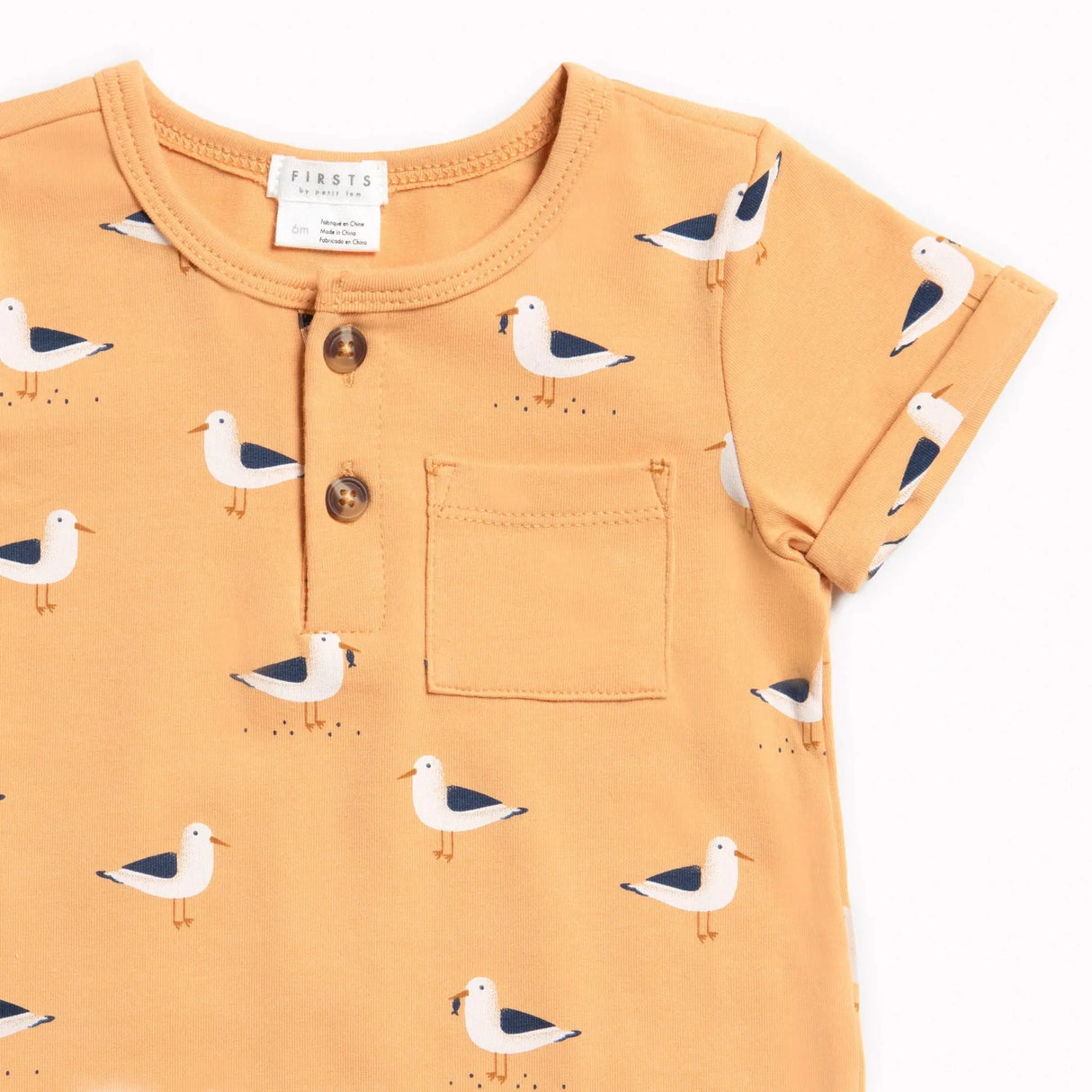 Seagulls Print on Sunset Romper | Petit Lem - Petit Lem