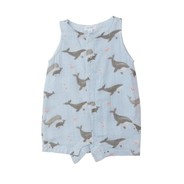 Shortie Romper - Grey Whales | Angel Dear - Angel Dear