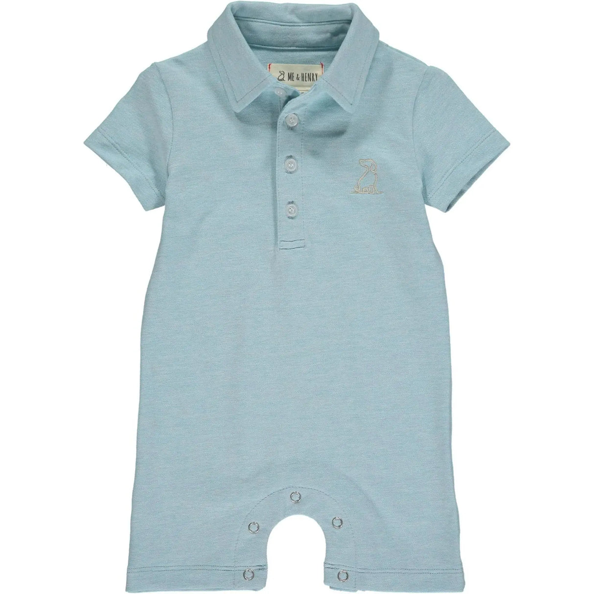 Sky blue pique polo romper | Me & Henry - Me & Henry