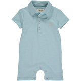 Sky blue pique polo romper | Me & Henry - Me & Henry