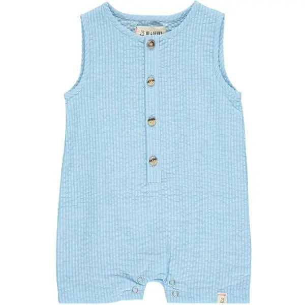 Sky blue seersucker playsuit | Me & Henry - Me & Henry