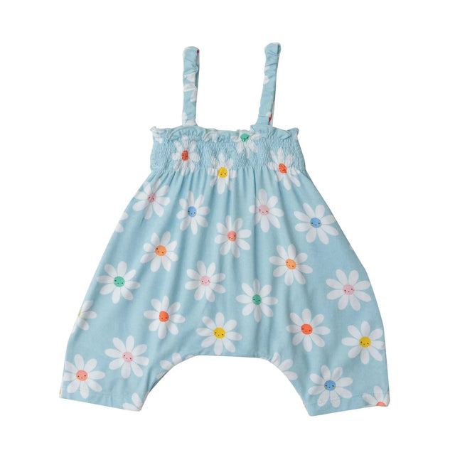 Smocked Romper - Daisy Faces | Angel Dear - Angel Dear