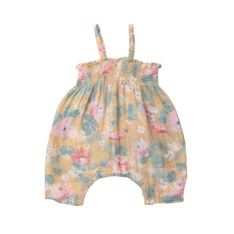 Smocked Romper - Floral Flamingos | Angel Dear - Angel Dear