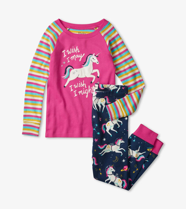 Space Unicorns Glow In The Dark Appliqué Raglan Pajama Set | Hatley - Jenni Kidz