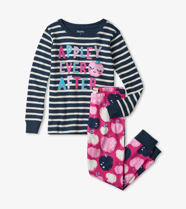 Stamped Apples Organic Cotton Appliqué Pajama Set | Hatley - Jenni Kidz