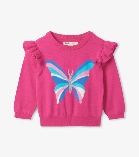 Stripy Butterfly Baby Ruffle Sleeve Sweater | Hatley - Jenni Kidz