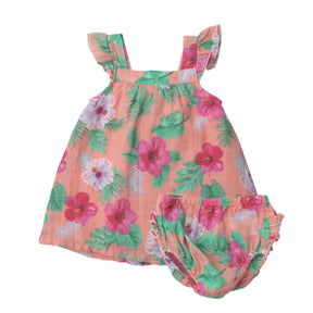 Angel Dear Hibiscus cotton muslin sundress for girls, image 1