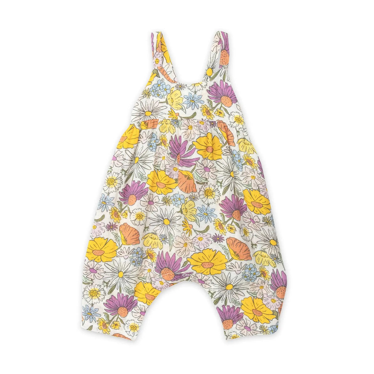 Tie Back Romper Pink - Wildflowers | Angel Dear - Angel Dear