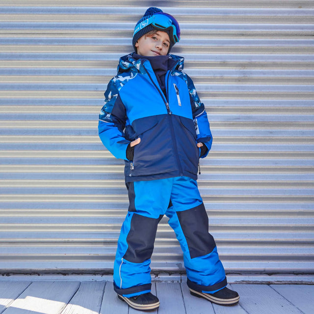 Two Piece Snowsuit Royal Blue With Printed Penguins | DEUX PAR DEUX - DEUX PAR DEUX