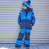 Two Piece Snowsuit Royal Blue With Printed Penguins | DEUX PAR DEUX - DEUX PAR DEUX