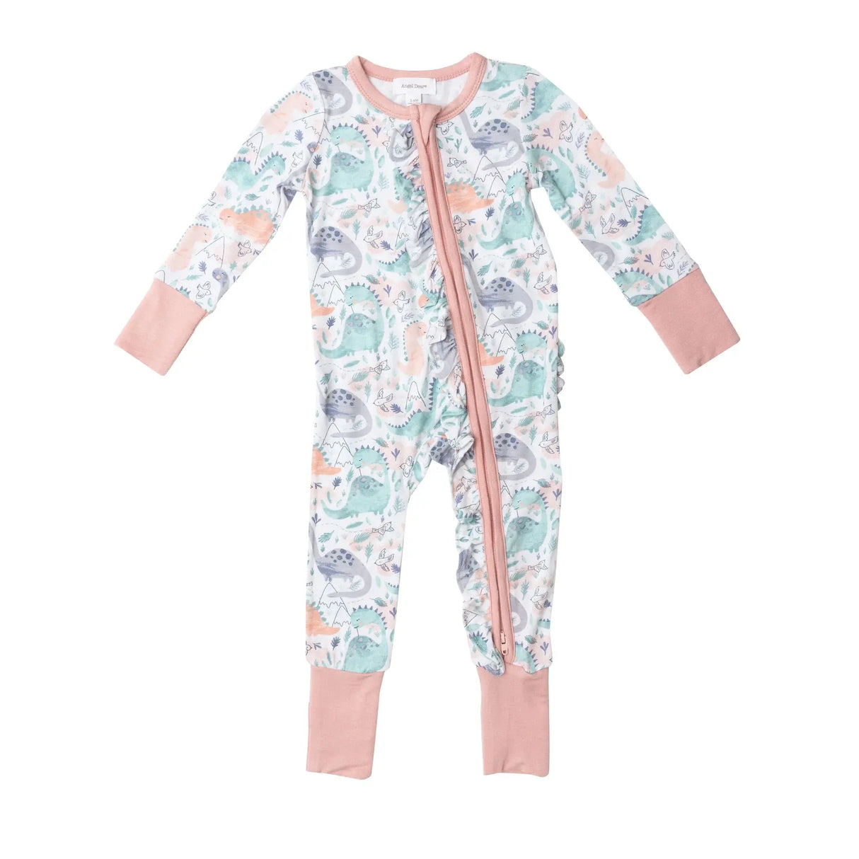 Two Way Zipper Romper - Dino Pink | Angel Dear - Angel Dear