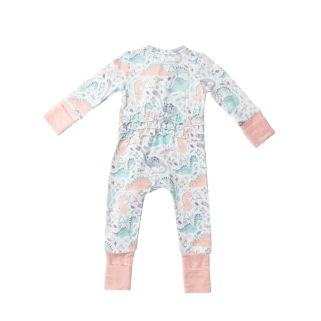 Two Way Zipper Romper - Dino Pink | Angel Dear - Angel Dear