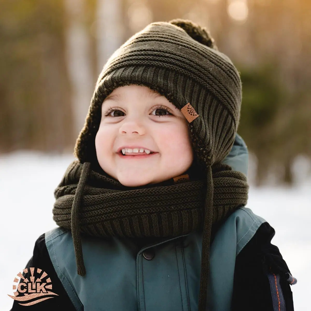 Unisex Cotton Knit Winter Hat - Olive | CALIKIDS - Jenni Kidz