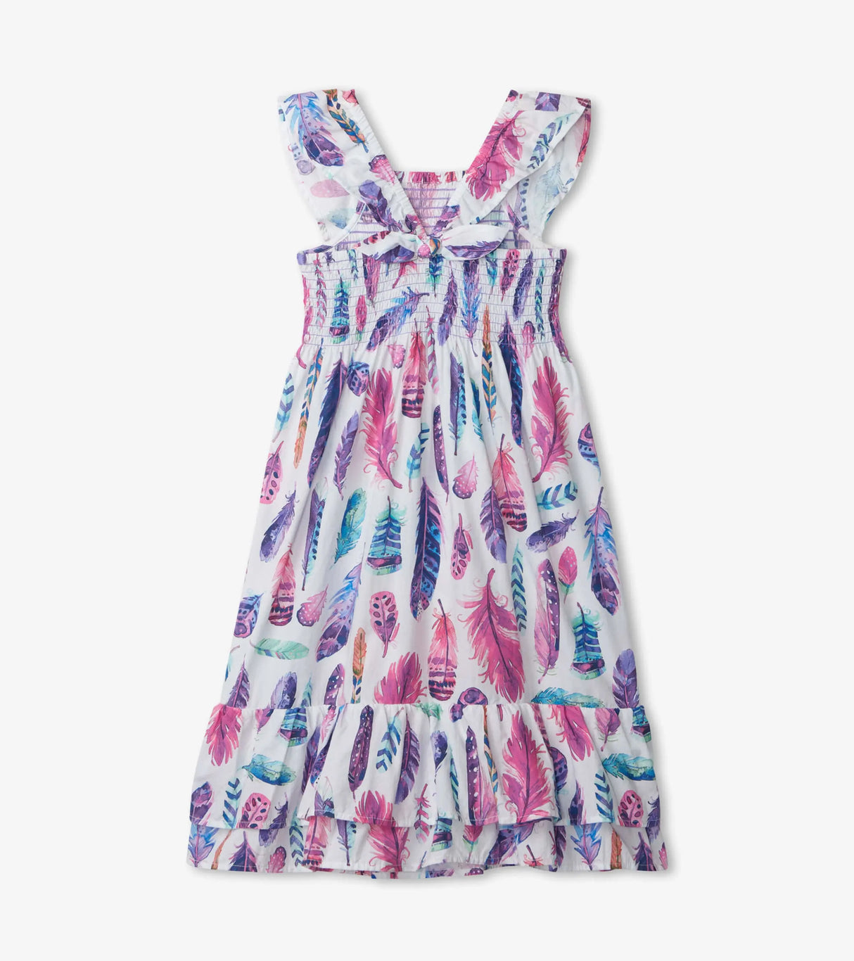 Watercolour Feathers Smocked Maxi Dress | Hatley - Hatley