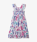 Watercolour Feathers Smocked Maxi Dress | Hatley - Hatley