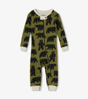 Hatley Wild Bears organic cotton zip coverall for baby boys with bear print