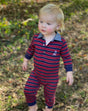 Wine/navy striped polo romper | Me & Henry - Jenni Kidz