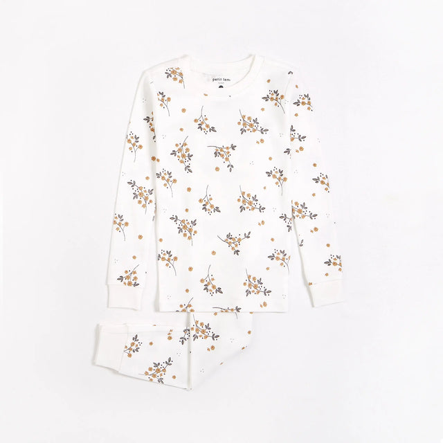 Winter Jasmine Print on Off-White Pyjama Set | Petit Lem - Jenni Kidz