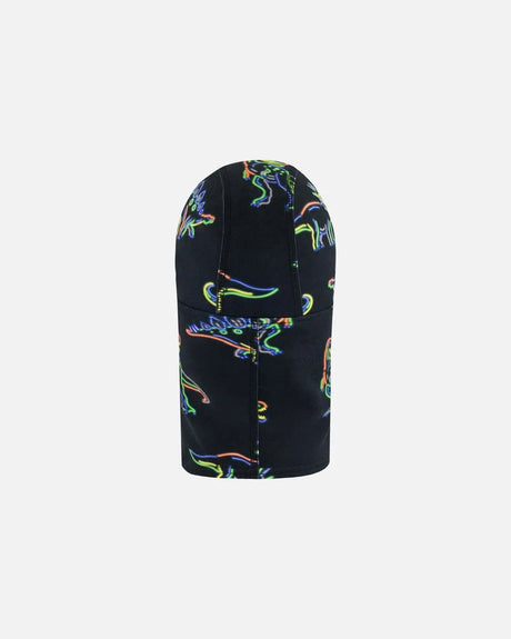 Jersey Balaclava Black Printed Neon Dino | Deux par Deux | Jenni Kidz