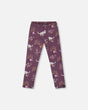 Jersey Leggings Mauve Printed Cats | Deux par Deux | Jenni Kidz