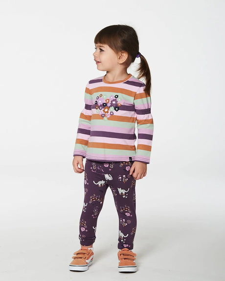 Jersey Leggings Mauve Printed Cats | Deux par Deux | Jenni Kidz