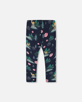 Jersey Leggings Navy Printed Bambi | Deux par Deux | Jenni Kidz