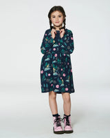 Jersey Long Sleeve Dress Navy Printed Bambi | Deux par Deux | Jenni Kidz