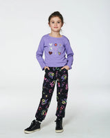 Joggers Black Printed Rainbow Hearts | Deux par Deux | Jenni Kidz