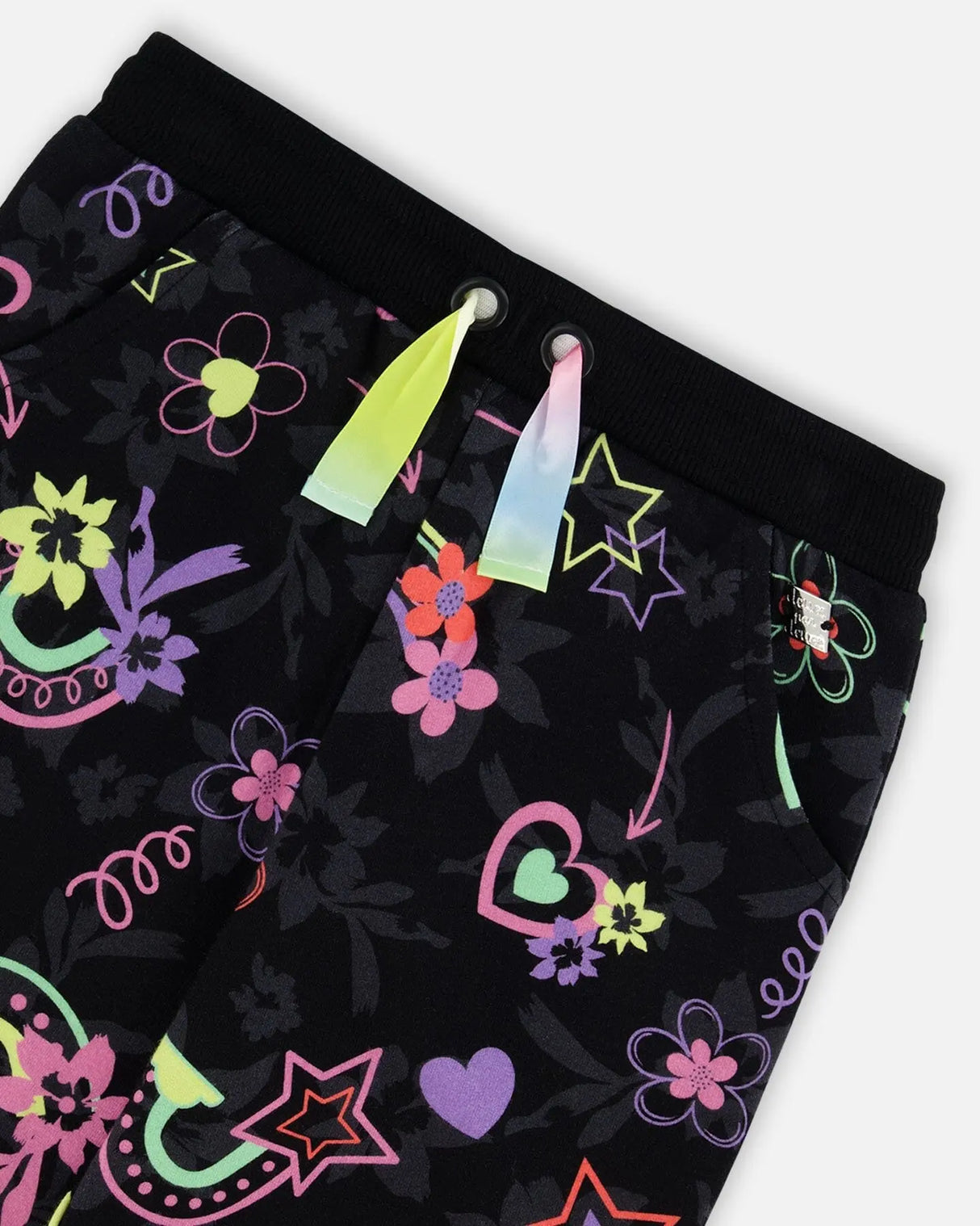 Joggers Black Printed Rainbow Hearts | Deux par Deux | Jenni Kidz