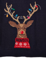 Boys Cracking Yuletide Jumper - Navy Reindeer | Joules - Jenni Kidz